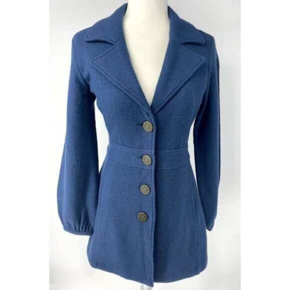 CAbi Aristocrat Coat Felted Merino Wool Blue Light Weight Women’s Sz Small #707 - Picture 2 of 11